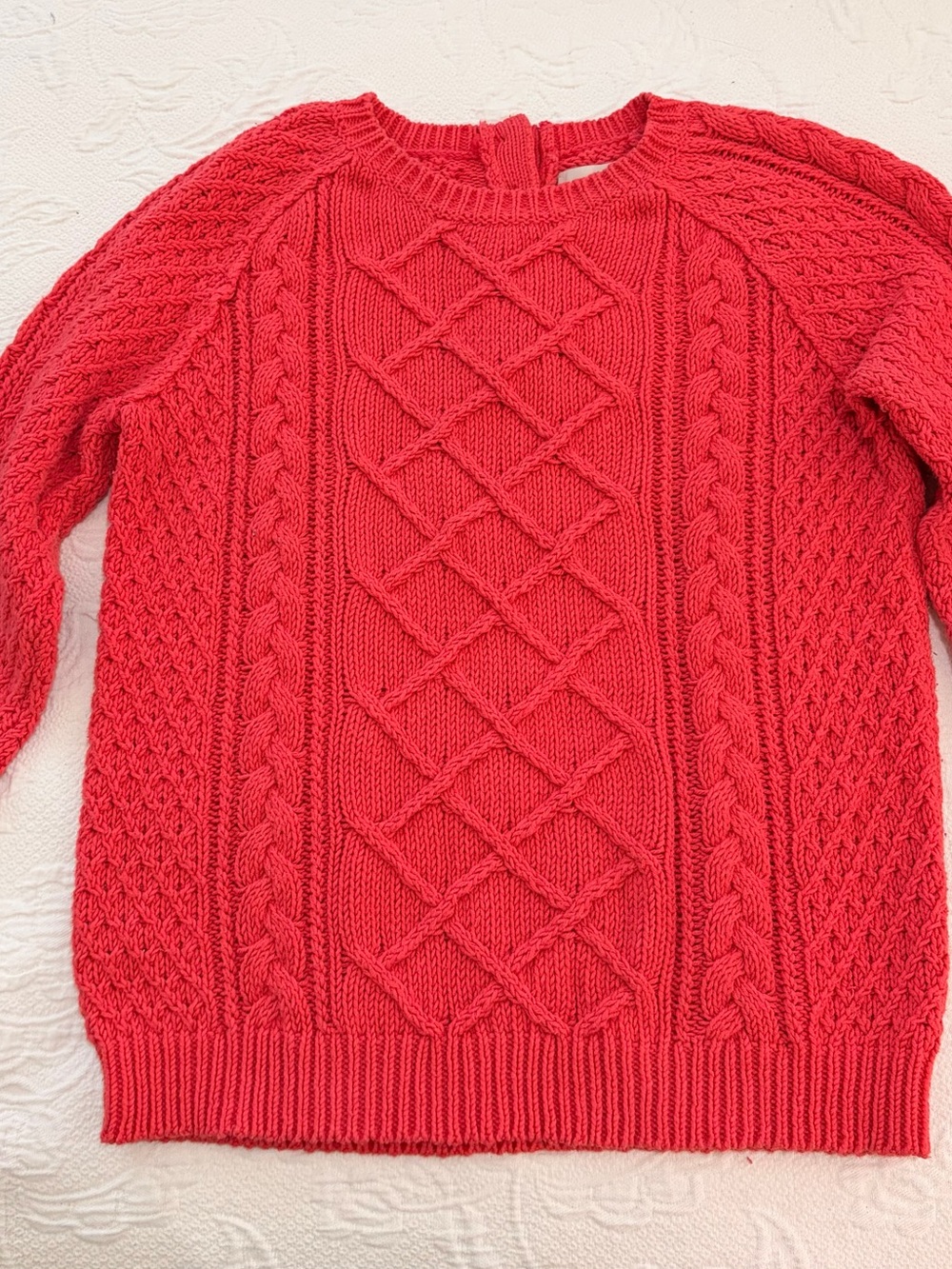 LOFT Coral Cable Knit Crewneck Sweater